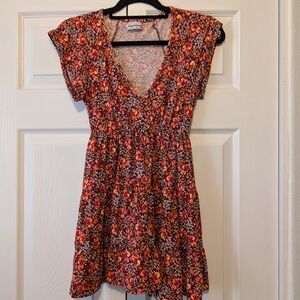 Urban Outfitters Red and Pink Floral Mini Dress